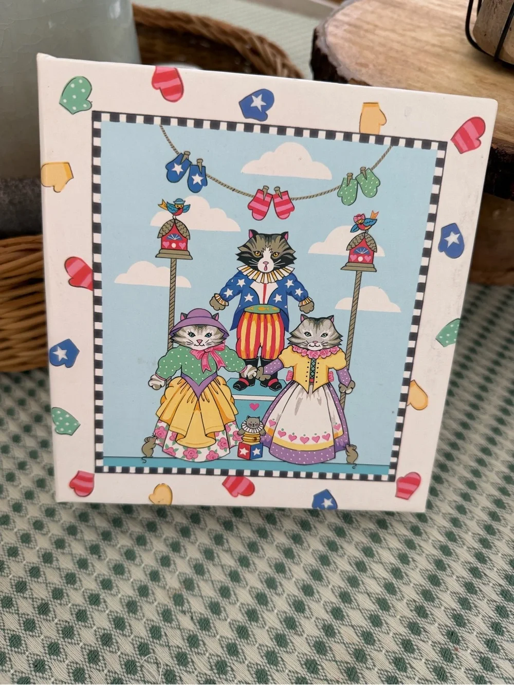 VTG 80s Cat Family Photo Album - Folk Art Cat 4x6 Photo Album Mini